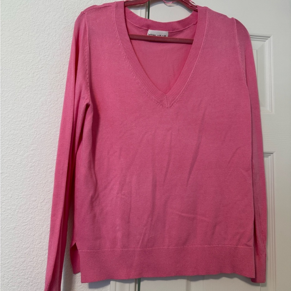 Pink V-Neck Sweater -Size M